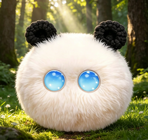 Fluffy <b>Panda</b> Plush <b>Toy</b> with Blue Eyes Soft PP Cotton Filled Unisex for Kids - Product Image 1