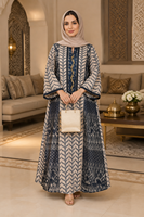 Robe longue ample en polyester à imprimé géométrique, broderie à la main et sequins, pour femme, idéale pour les rassemblements, le quotidien, le Ramadan, l'Aïd, Abaya ODM