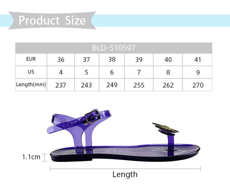 Fashion Transparent Waterproof PVC Jelly Sandals Candy-Colored Leisure Beach Sandals Women