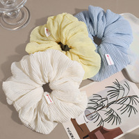 Daou 17cm Chouchous plissés surdimensionnés couleur unie personnalisés, Chouchous élégants faits à la main très élastiques pour femmes