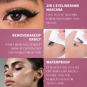 Maskara dan Eyeliner <span class=keywords><strong>2</strong></span> in 1 Berkualitas Tinggi, Tahan Air, Pigmen Cair, Label Pribadi, Dapat Disesuaikan - Product Image 3