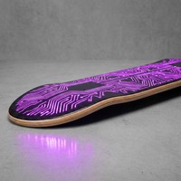 Planche de skateboard double rocker en fibre de carbone ultra-mince 8,5 mm, motif circuit violet cyber, 31 pouces, 8.0 8.25, personnalisable en gros, OEM