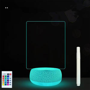 Lámpara LED control remoto 3D ilusión acrílico automático regulable tablero de mensajes táctil luz nocturna en blanco con Base de crak - Product Image 6