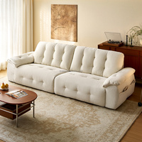 Canapé 3 places en tissu chenille Quanu 111236, ligne droite, couleur crème, emballage KD, housse amovible et lavable, canapé pour salon