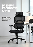 Chaise de bureau exécutive ergonomique contemporaine noire, réglable en hauteur, avec cadre en acier inoxydable et pivotante, vente en gros