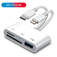 Lecteur de cartes OTG série complète 5-en-1, adaptateur Type-C, lecteur de cartes mémoire SD/TF, connecteur USB, adaptateur de téléphone externe multifonctionnel