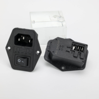 Connecteur d'entrée C14 3-en-1 Kuishen KC-14-F5P 10A 250V 3 broches avec porte-fusible, interrupteur et oreilles de fixation en nylon et laiton, prise d'alimentation CA mâle