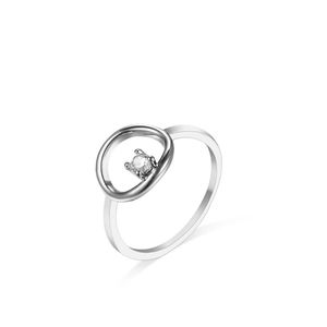 Anello rotondo tono argento Anello alla moda da donna Accessorio per dita in stile minimalista Design elegante - Product Image 5