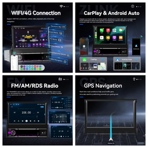 Radio para Auto Podofo de 7 Pulgadas 1Din con WIFI y 4G, 8 Núcleos, 4+64G, Retráctil, Carplay/Android Auto Inalámbrico, DSP, GPS, FM/AM/RDS - Product Image 2