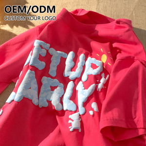 <span class=keywords><strong>T</strong></span>-<span class=keywords><strong>shirt</strong></span> en coton épais uni pour homme, personnalisable avec motif graphique et impression 3D en relief, coupe oversize, vente en gros fabricant - Product Image 3