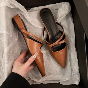 Fashion Women's <b>Pointed</b> <b>Toe</b> Mules Cross Strap Design Super High Heel Mesh Upper Rubber Outsole Summer Dress Shoes Office Party - Product Image 1