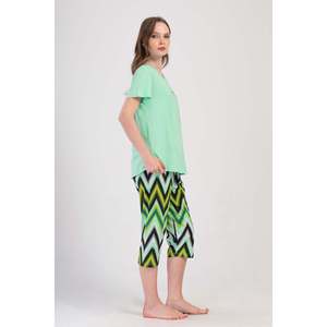 Conjunto de pantalón capri y top de cuello redondo KADIN P.SUPREM XXL O YAKA KISA KOL ETEGI OVAL - MINT - MINT - Product Image 2