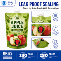 Pochettes personnalisées pour jus de pomme 1000 ml avec bec verseur et bouchon pour les acheteurs de boissons sous marque privée
