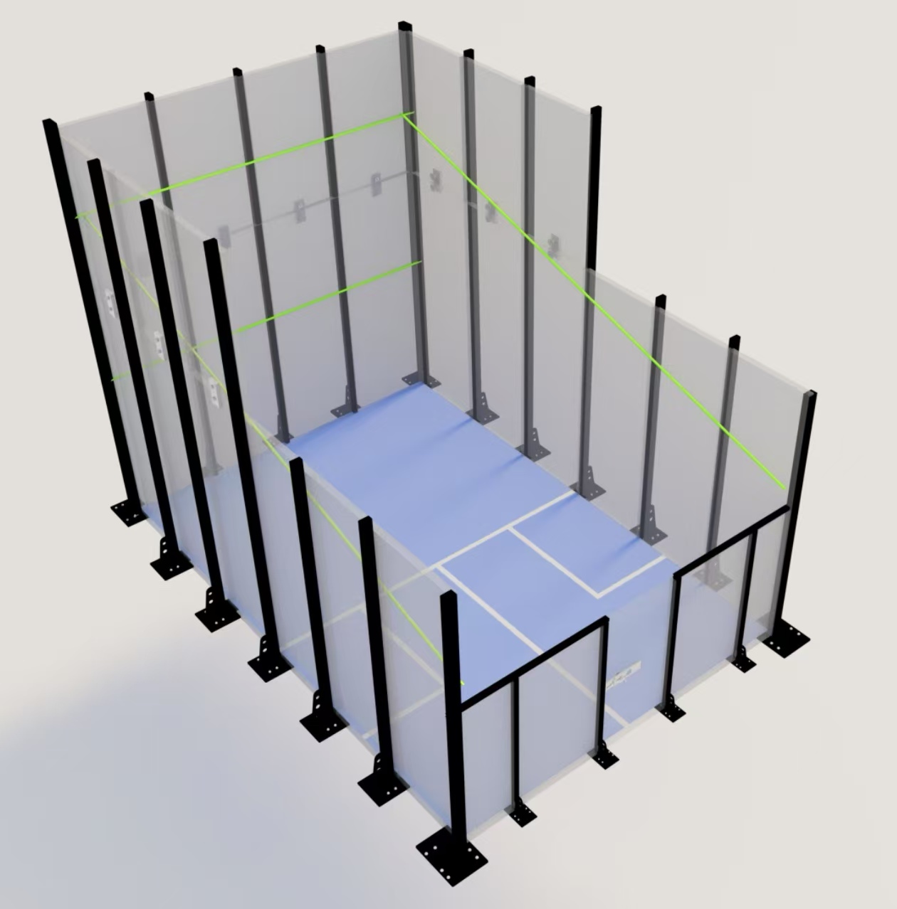 Durable Portable Squash Court Sports Equipment with 10mm Turf Glass Portable Squash Court