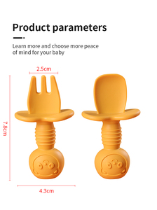 Juego de Cuchara y Tenedor de Silicona para Bebé, Libre de BPA, Apto para Alimentos, Cubiertos para Niños Pequeños, Utensilios para la Hora de Comer, Vajilla Infantil - Product Image 2