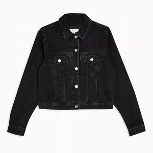 Produttore Signore di Modo Personalizza Il Nero Jean Crop Top A Maniche Lunghe Giacche di Jeans delle Donne - Product Image 6