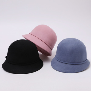 Premium Australian Wool Bucket <strong>Hat</strong> Women Hepburn Fisherman Style Autumn <strong>Winter</strong> French Retro Tweed Chic Elegant - Product Image 3