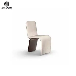 Modern Furniture Villa Microfiber Leather Dining Chair Light Luxury Arborite Veneer Soild Wood Frame Dining Chair