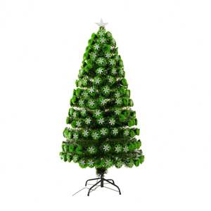 Binchi Premium Frosted Plastic Stand Mix PVC PE Silver Pentacle Hinged Christmas <b>Tree</b> LED Warm White <b>Lights</b> Indoor Use - Product Image 6