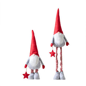 واقفة قابلة للسحب مصنوعة يدويًا محشوة لعيد الميلاد جنوم ثلج جلوس دمى قطيفة سويدية مع أرجل طويلة قبعة محبوكة - Product Image 5