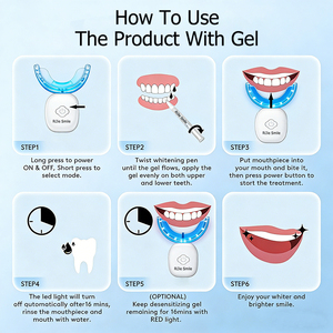 Kit Sbiancante per Denti Ricaricabile Wireless RIJIE <span class=keywords><strong>SMILE</strong></span> per Uso Domestico Sicuro, 32 Luci LED Blu e Rosse, Penna Gel Senza Perossido, Portatile e di Lusso - Product Image 2