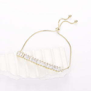 CM 보석 도매 지르코니아 14k 금도금 바게트 다이아몬드 여성 Pulsera Joyeria 조정 가능한 팔찌 Et 팔찌 - Product Image 5