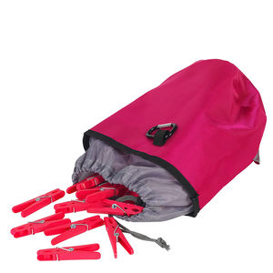 Factory Custom LOGO Color Dust-Proof <b>Clothespin</b> Holder Bag 600D Water-Resistant Peg Basket with Hanger/Drawstring Closure - Product Image 5
