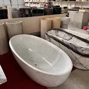 Bathroom Natural Stone Beige Travertine Bathtub