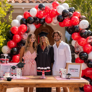 Kit de ballons en latex brillant rouge, noir et blanc, 60 pièces, 12 pouces, décorations de fête avec confettis pour anniversaire, remise de diplôme, <span class=keywords><strong>Stranger</strong></span> <span class=keywords><strong>Things</strong></span> - Product Image 5
