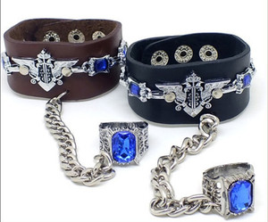 Bracelets en cuir punk avec logo de l'œil d'Otto de l'anime <span class=keywords><strong>Kuroshitsuji</strong></span>, accessoires de cosplay, cadeaux unisexes hip-hop - Product Image 2