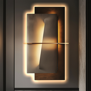 Art mural italien minimaliste à rétroéclairage LED Double couche de texture de roche abstraite Double couche d'accessoires pour la maison Art mural décoratif - Product Image 3