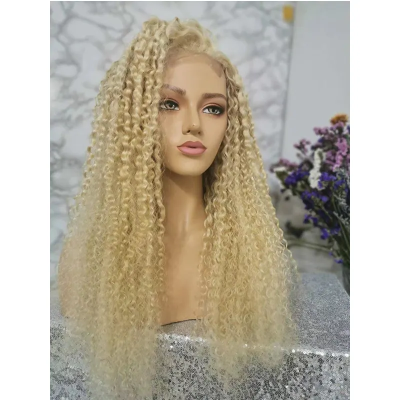 Peruca de cabelo indiana cru, de mel do templo loiro 100% cabelo humano cheio renda peruca cabelo encaracolado profundo frontal