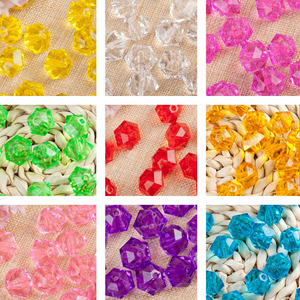 <b>Acrylic</b> Hexagonal Loose Beads <b>White</b> Transparent For Jewelry Making 20T - Product Image 2