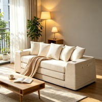 Sofá Cama Plegable Personalizable en Oferta de Fábrica, Espuma de Alta Densidad 32D, Sofá Moderno sin Marco de Dos Plazas para Espacios Pequeños con Portavasos