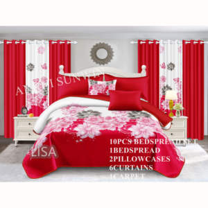 Phong Cách Mỹ 10 Mảnh Phòng Ngủ Tấm Ga Giường Đặt Với Rèm Bộ Đồ Giường Đặt Bông Cảm Ứng Nữ Hoàng Vua Kích Thước Lớn - Product Image 3