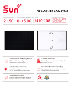Panneau solaire monocristallin N-Type double vitrage SUNPLUS 405W Full Black, efficacité 21,5 %, module résidentiel, stock USA - Product Image 2