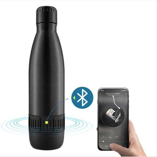 Custom Smart Double Wall Vacuum Insulated Stainless Steel Water Bottle With Wireless Music Speaker