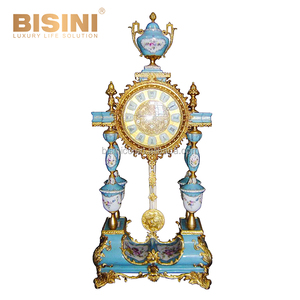 Elegante reloj de mesa de querubín con alas de hadas florales de porcelana de 35 pulgadas, candelabros de latón dorado, decoración <span class=keywords><strong>del</strong></span> hogar, Villa - Product Image 3