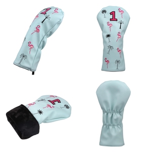 Housse de club de golf OEM en cuir PU avec broderie flamant rose, pour driver, blade et mallet <span class=keywords><strong>putter</strong></span>, avec aimant, personnalisable - Product Image 2