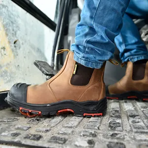 SAFETOE-zapatos de seguridad de cuero para hombre, calzado de trabajo Industrial con punta compuesta de Hazard eléctrica