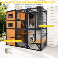 Grande enclos pour chat en bois, résistant aux intempéries, durable, spacieux, avec plateformes de repos, indestructible, pour chats errants