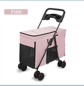 JXB Fabrika Satışı Dört Tekerlekli Katlanabilir Köpek Arabası Çevre Dostu Düğme Kapatmalı Kullanışlı Oxford Kumaş Evcil Hayvan Taşıyıcısı Seyahat - Product Image 1