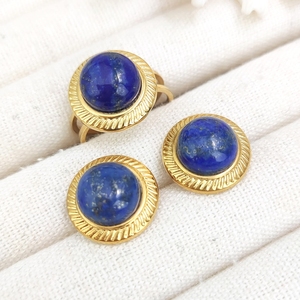 Offre Spéciale cristal naturel bijoux méditation mode acier inoxydable réglable <span class=keywords><strong>Lapis</strong></span> <span class=keywords><strong>Lazuli</strong></span> anneau Amazonite boucles <span class=keywords><strong>d</strong></span>'oreilles <span class=keywords><strong>et</strong></span> bague ensemble - Product Image 6