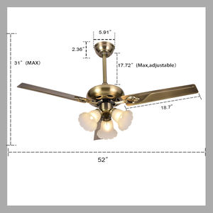 Scalable Fan Blades Gold Chandelier Pendant Light Modern Home Decorative glass Luxury LED Ceiling Fan with Lights - Product Image 6