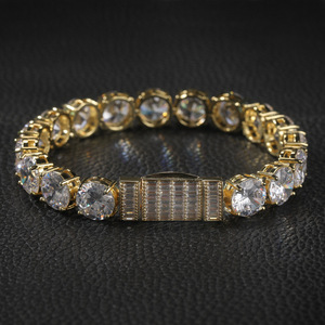 Trendy Hip Hop <b>Bracelet</b> Waterproof Fashion Large Zircon Tennis Chain Men's <b>Bracelet</b> Accessory - Product Image 1