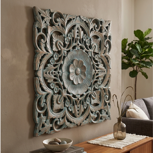 Wholesale Handcrafted MDF Wall Decoration <b>Panel</b> Floral Carving Wooden Wall Hanging Art for Home Hotel Resort and Office Decor - Product Image 2