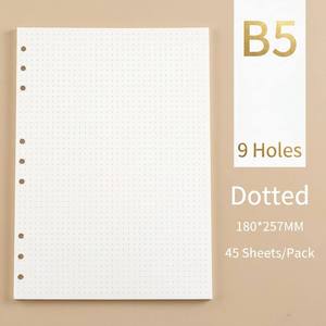 Recambios de Papel para Carpeta de 9 Anillos B5 con Notas <span class=keywords><strong>Cornell</strong></span>, Hojas Sueltas de 180x257mm con Cuadrícula Punteada para Estudio Universitario - Product Image 4