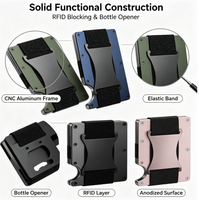 Dompet Kartu Minimalis Anti-RFID dari Aluminium dengan Logo Custom, Tali Elastis, dan Kantung Kartu untuk Pria