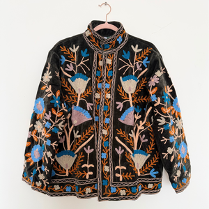 Veste en velours Suzani brodée, doublure en coton écologique matelassée, automne/hiver, style indien, taille plus, pour femmes - Product Image 1