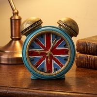 ROOGO Horloge Ronde Créative Style Britannique Rétro Vintage en Résine, Ornement Décoratif pour la Maison, Accessoire de Photographie, Sculptée et Peinte, Cadeau de Fêtes